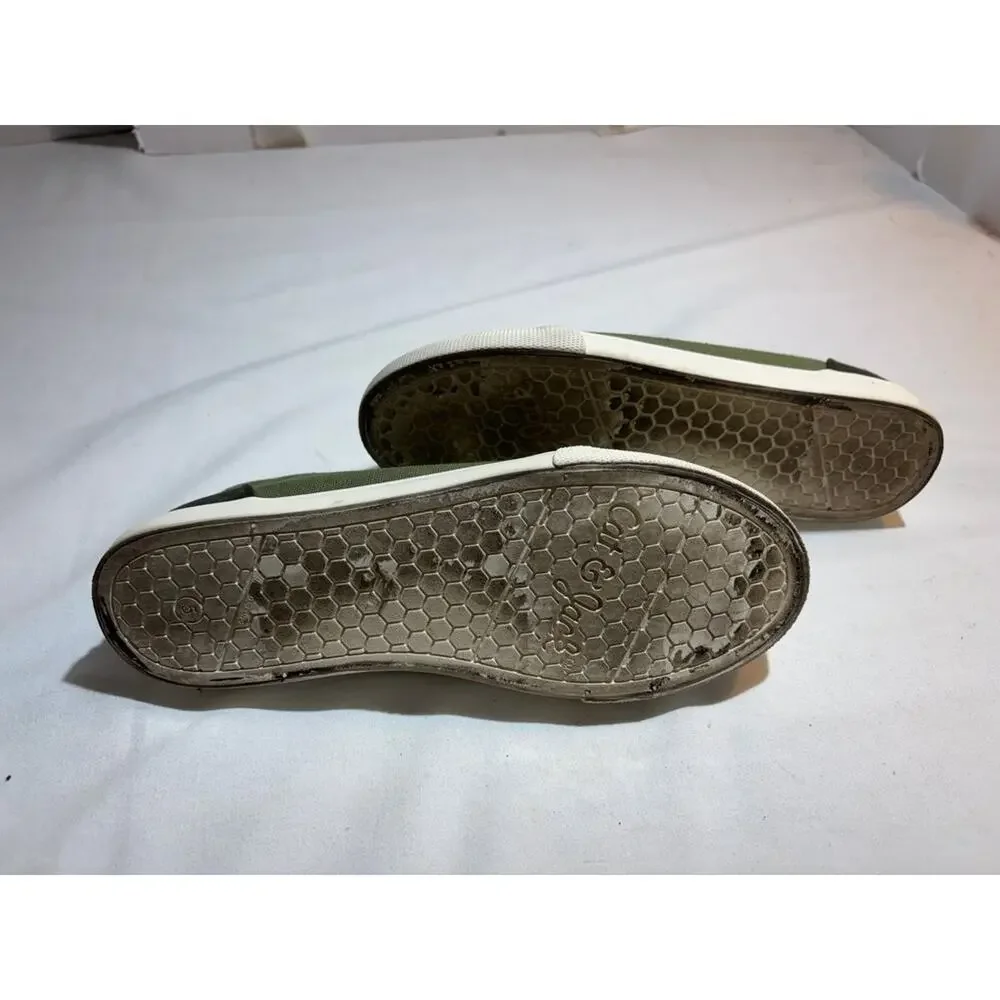 Cat & Jack Green Canvas Sneakers with Side Zipper Sz 5